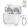 thumbnail image 3 of ELEHOLD Clear AirPods Case For Airpods 4th Gen with Kickstand, Shockproof Protective Magnetic Locking Wireless Charging Transparent Hard Shell Cover with Keychain Ring , Purple, 3 of 7