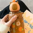 thumbnail image 7 of 600ml Girls Capybara Bottle Cute Thermal Water Bottle with Shoulder Strap Portable Capybara Drinking Bottle with Straw, 7 of 7