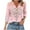 *Pink, variant on Womens Tops 3/4 Sleeve Lapel Color Block Stripe V-neck T-shirt Black S,Tops for Women