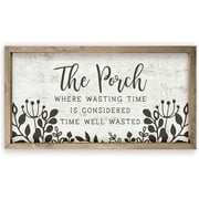 The Porch Time Well Wasted Rustic Framed Wood Farmhouse Wall Sign 9x18 (Frame Included)