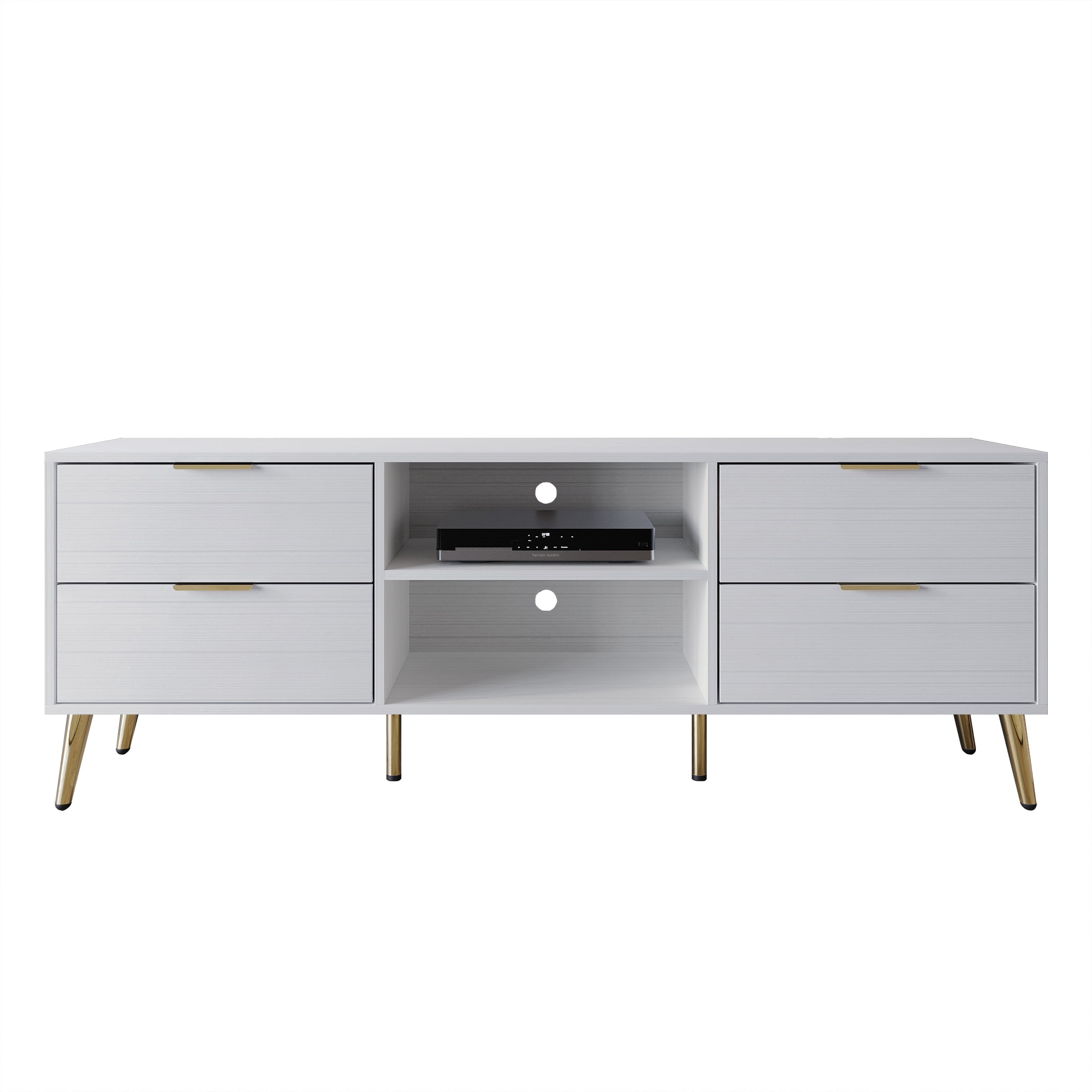 Castle Place Contemporary TV Stand Console for TVs up to 70" , White