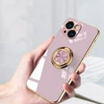 thumbnail image 3 of Compatible with iPhone 13 Pro Ring Holder Stand Case Glitter Plating Rose Gold Edge 360 Rotation Kickstand for Women Slim Soft Flexible TPU Protective Cover Case - 6.1 Inch (2021), LightGreen, 3 of 7