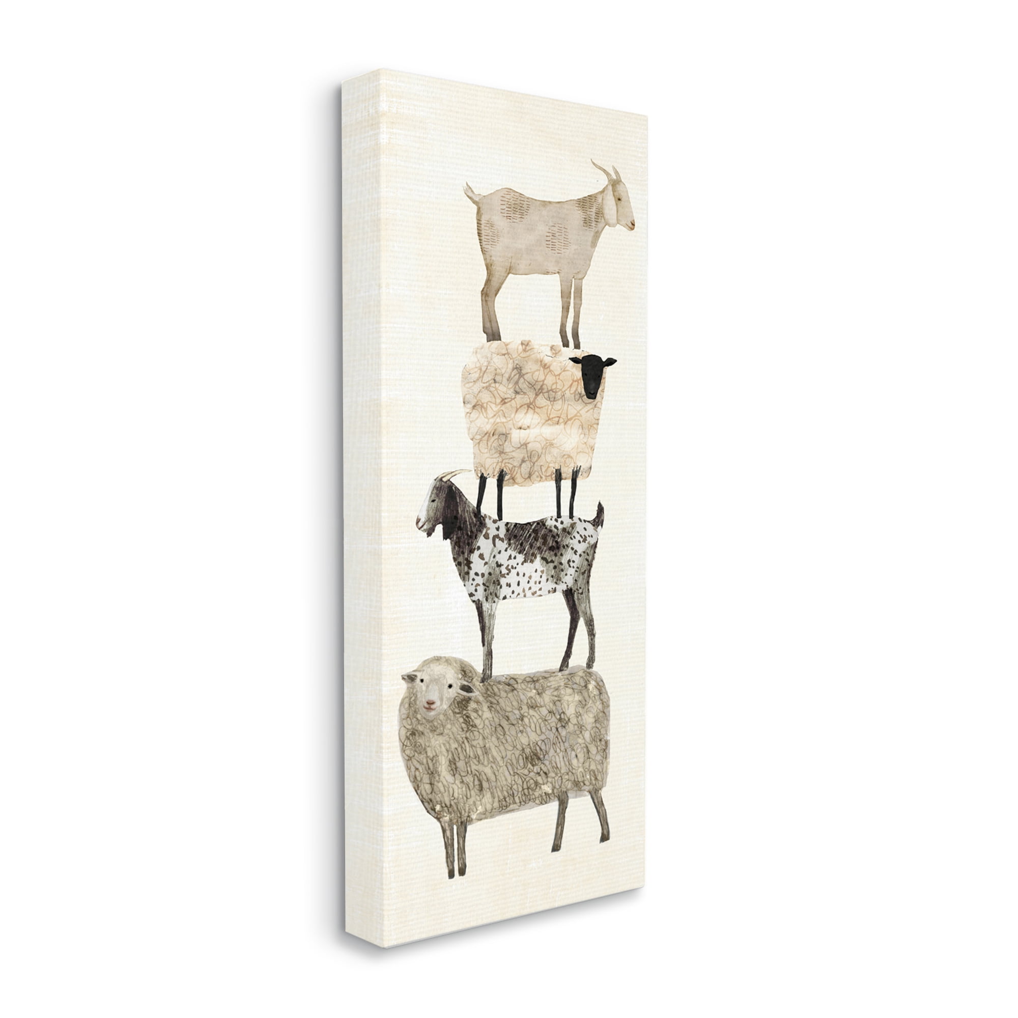 Stupell Industries Stacked Sheep & Goats Animals & Insects Painting Gallery Wrapped Canvas Print Wall Art, 20 x 48