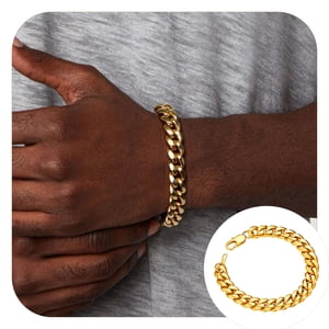 ChainsProMax Men's 10MM Gold Cuban Link Bracelet