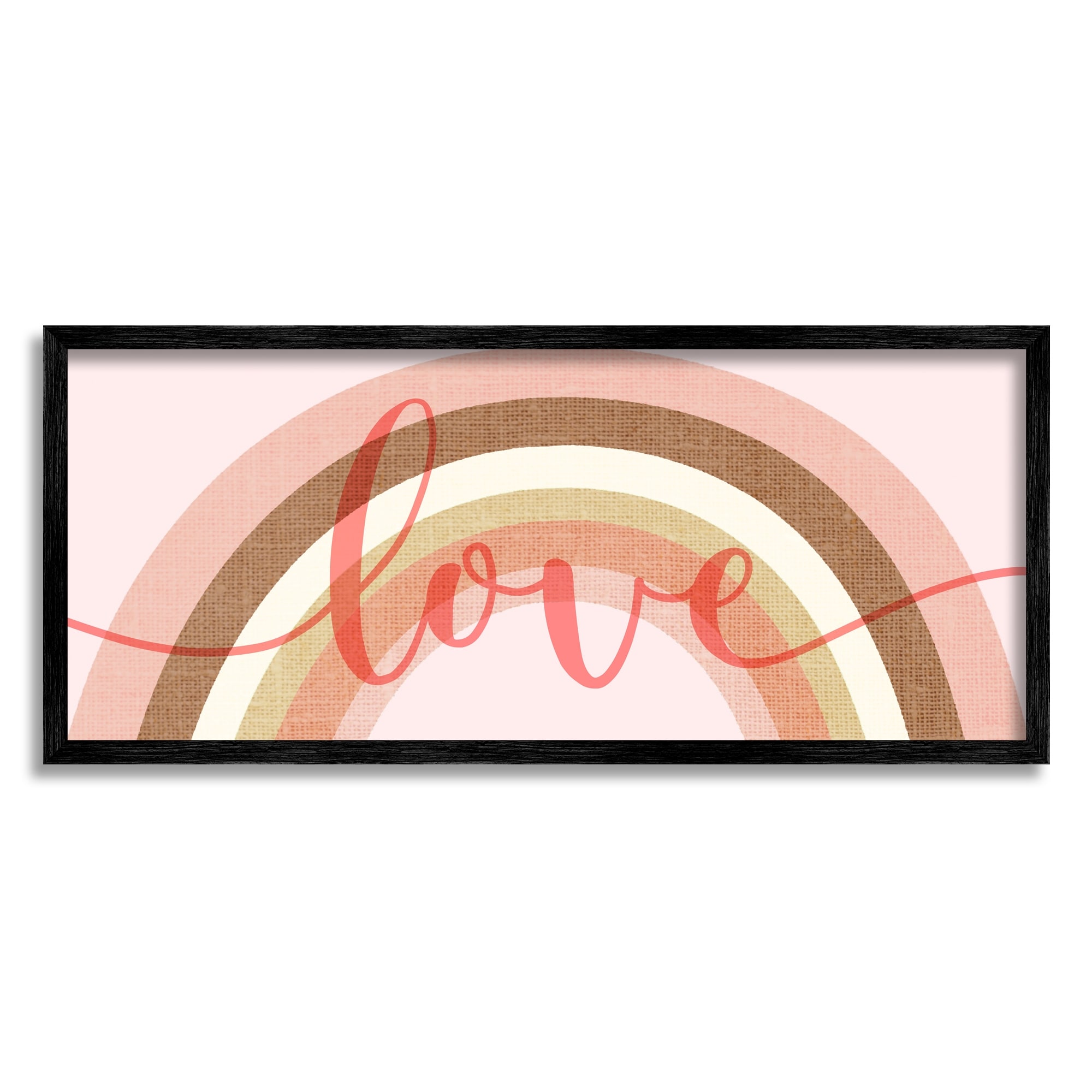 Stupell Industries Love Sentiment over Pink Desert Tone Rainbow Typography Painting White Framed Art Print Wall Art, 13 x 30