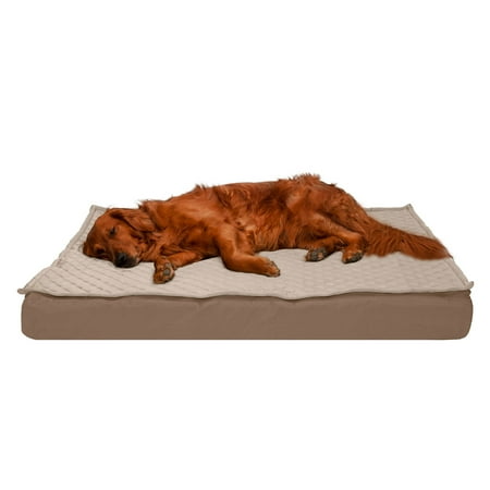 UPC: 0842229126952 | FurHaven Pet Products Quilt-Top Convertible Indoor-Outdoor Deluxe Orthopedic Pet Bed for Dogs & Cats – Sand Jumbo
