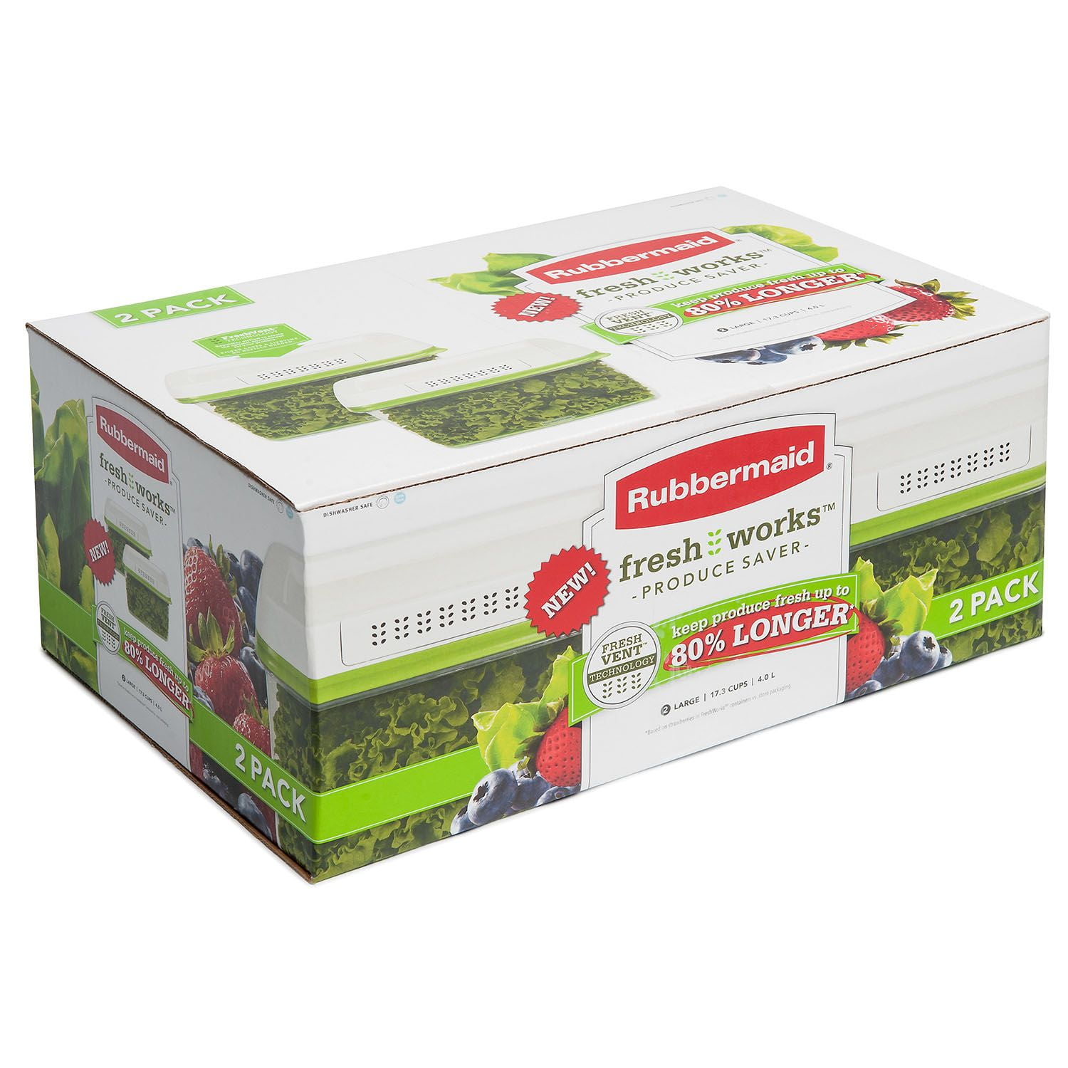 Rubbermaid® FreshWorks Medium Produce Saver Container - Green, 7.2