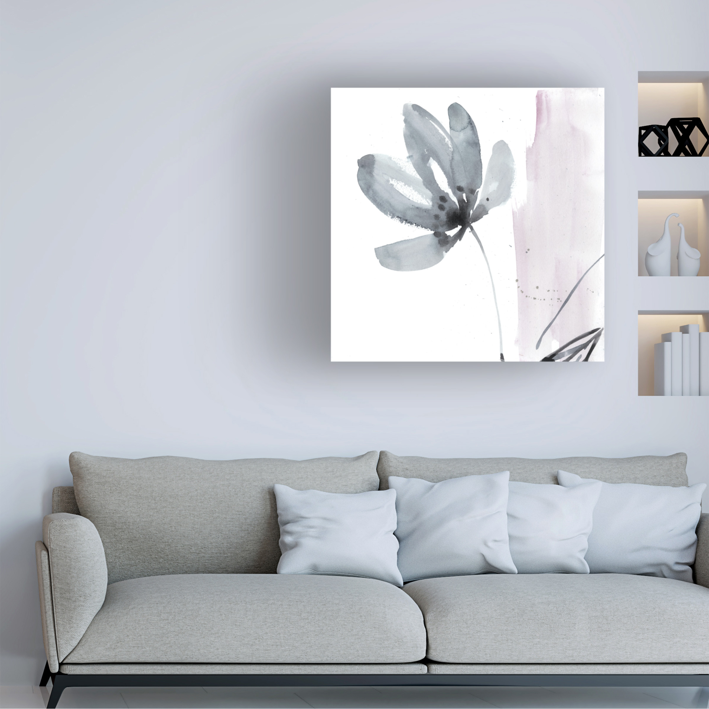 Trademark Fine Art Jennifer Goldberger Ua Ch Blush Flower Splash I Canvas Wall Art - 35x35