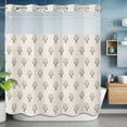thumbnail image 6 of No Hook Bohemia Shower Curtain with Snap in Liner Set, Green Flowers Abstract Boho Beige Waterproof Fabric Bathroom Curtains with See Through Top Window, Hotel Style Standard 72 x 72 Inch, 6 of 9