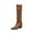 Brown, variant on Xfvqtps Womens Slouchy Mid Calf Boots Western Style Round Toe Chunky Heel Pull on Booties Casual Fashion Fall Winter Boots for Women Brown