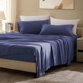 thumbnail image 3 of Sleep Zone Full Sheets Set - 4 Piece Bedding - Jersey Knit Cooling Sheet Set - Soft and Fade Resistant - Easy Care - Deep Pocket (Full,Navy), 3 of 8