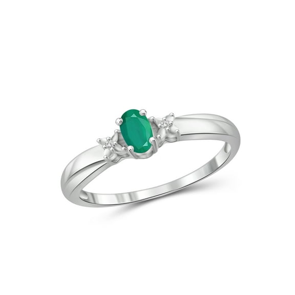 JewelersClub Emerald Ring Birthstone Jewelry – 0.25 Carat Emerald 0.925 Sterling Silver Ring Jewelry with White Diamond Accent – Gemstone Rings with Hypoallergenic 0.925 Sterling Silver Band