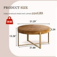 thumbnail image 2 of 31.29"Modern Round Coffee Table, Retro Splicing End Table with Fir Wood Table Top and Gold Cross Legs Base, 2 of 6