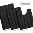 thumbnail image 3 of 3 Piece Bathroom Rugs Sets Thick Non Slip Soft Absorbent Bath Mat Set for Tub, Shower and Toilet (17"x24" + 20"x32" + 20"x24" U-Shaped, Black), 3 of 9