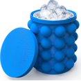 thumbnail image 2 of Bandeja de hielo con molde para cubitos de hielo, cubo de hielo de silicona grande, máquina de cubitos de hielo, circular, portátil (azul oscuro), 2 of 5