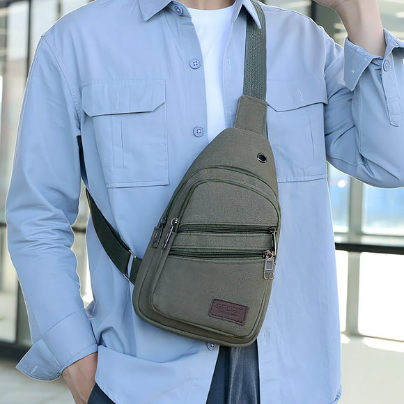 Organizadores y almacenamiento de armarios, Organización y almacenamiento, Contenedores de almacenamiento, Bolso de pecho de lona para exteriores con cremallera gruesa, Bolso de pecho para hombre, Bol