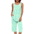 thumbnail image 4 of RMGVDSD 2 Pack Womens Pajamas Set Women Soft Sleepwear Sleeveless Tank Top And Capri Pants With Pocket Loungewear Sets Pajamas Set Jammies Fashion Clothes, 4 of 7