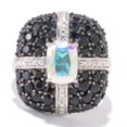 thumbnail image 2 of Platinum O/ Silver 4.57Ctw Opal Topaz & Black Spinel Ring, 2 of 4