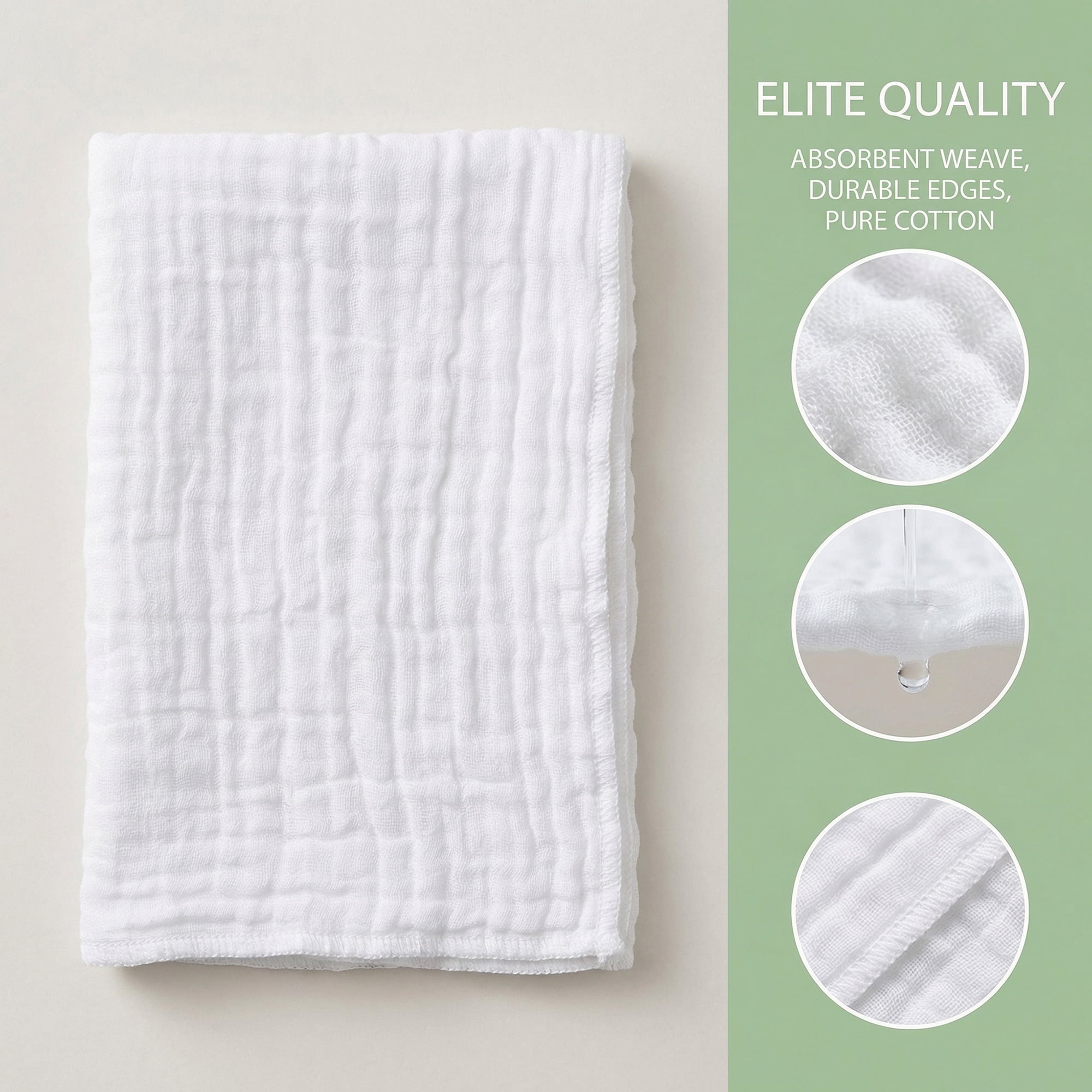 Unique Bargains 12" X 12" Cotton Washcloths Absorbent Reusable Washcloths White 4pk