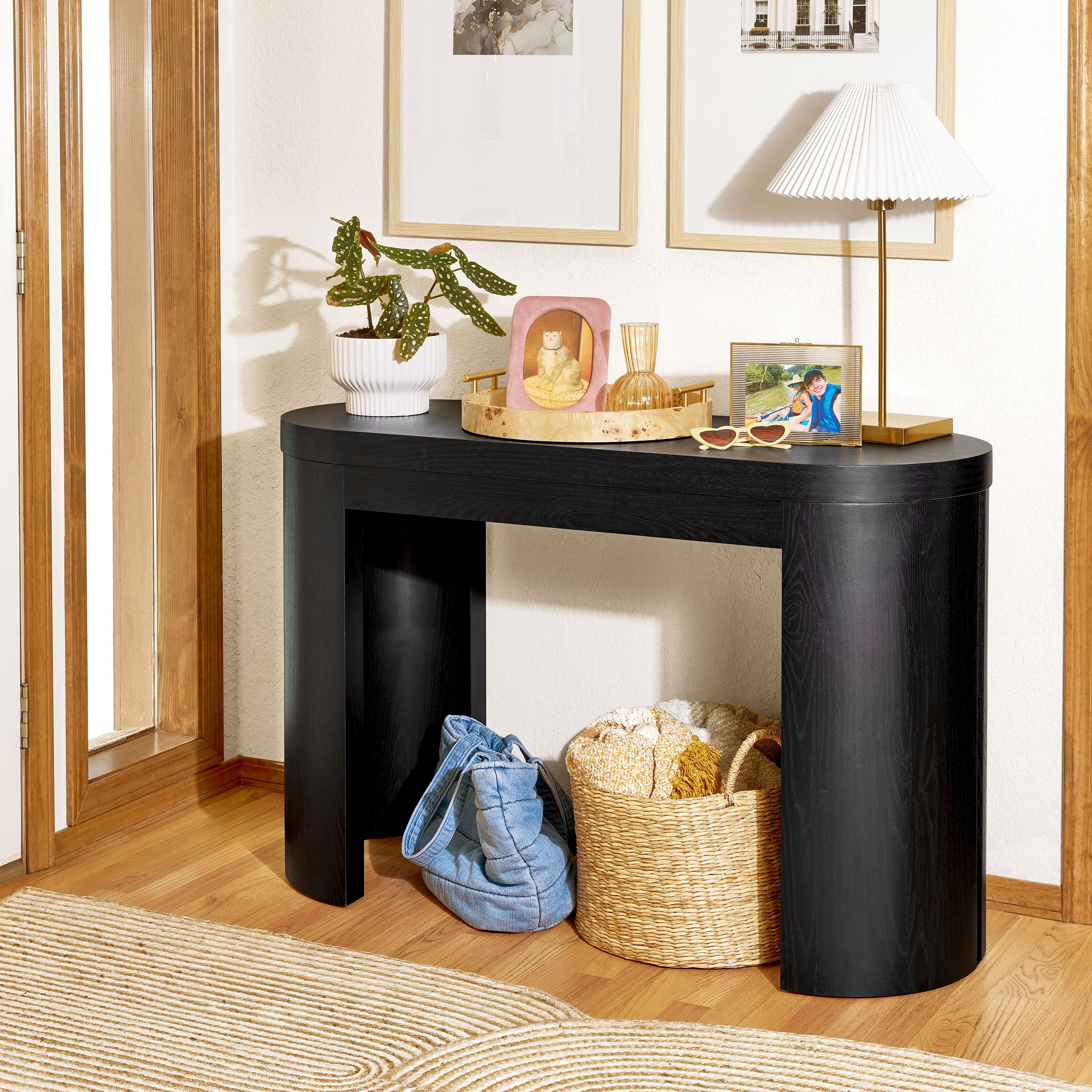 Beautiful Drew Collection Sofa Table, Rich Black Finish