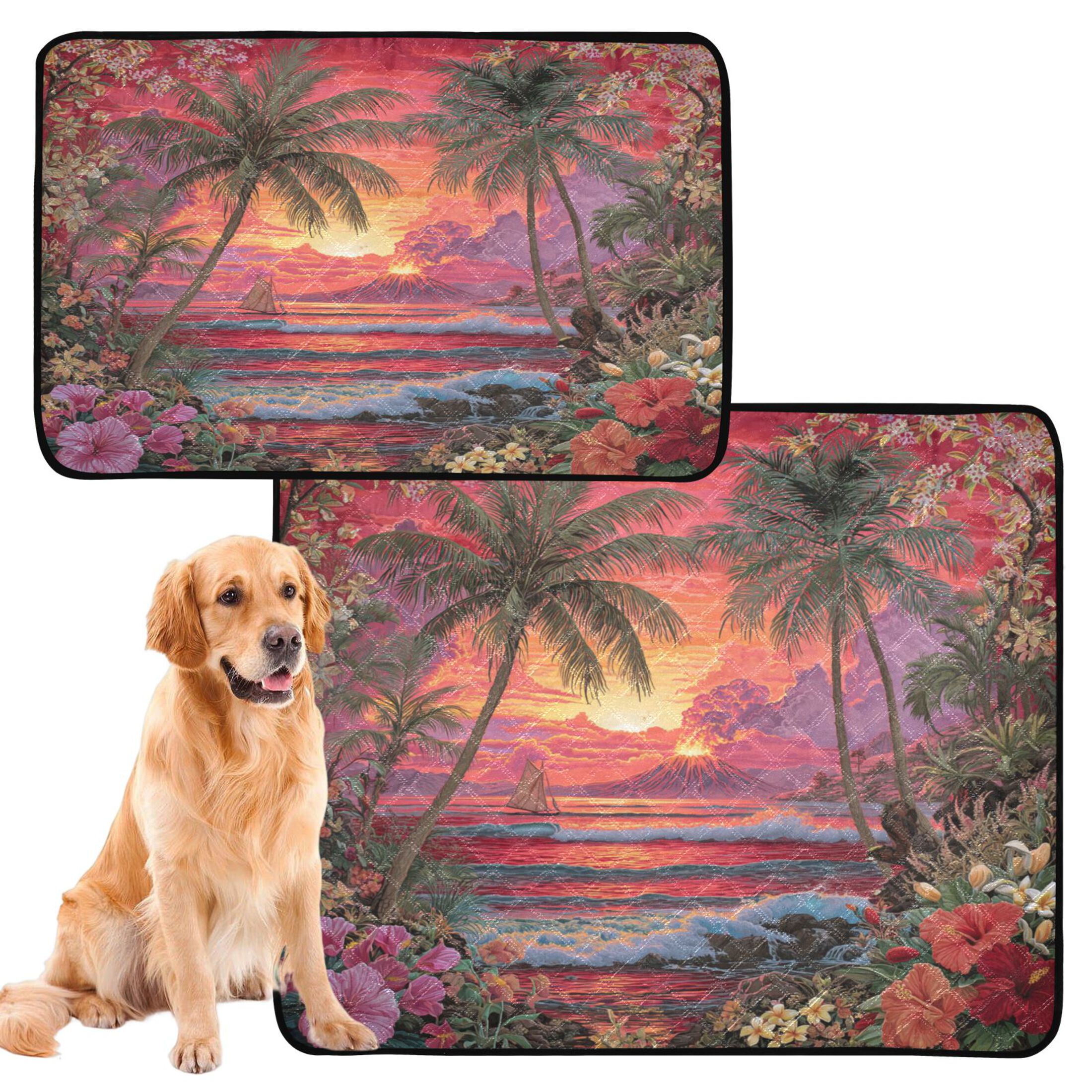 Qxltty Volcanic Island Cat litter Pads Pet Set of 3 Diaper Mats Center Anti-leakage Layer Absorbent Soft and Comfortable
