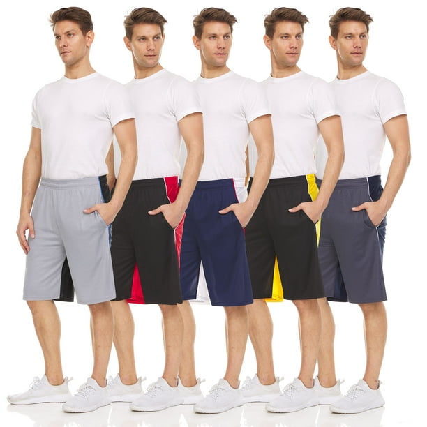 5 Pack Mens Moisture Wicking Athletic Basketball & Gym Workout Shorts