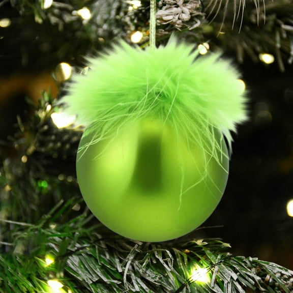 Fwttom 12pcs Christmas Ball Ornaments - Green Furry Christmas Ornaments for Xmas Holiday Gifts, 3.15" Christmas Tree Ornaments for Wedding Party Christmas Decorations
