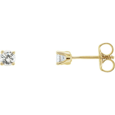 14K Yellow Gold Imitation Diamond Stud Earrings for (Best Imitation Diamond Studs)