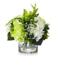 thumbnail image 2 of Enova Home Artificial Flowers Mixed Silk Cream Green Hydrangea and Greenery Fake Flowers Arrangement in Cylinder Glass Vase with Faux Water for Home Office Wedding Decoration, 2 of 6