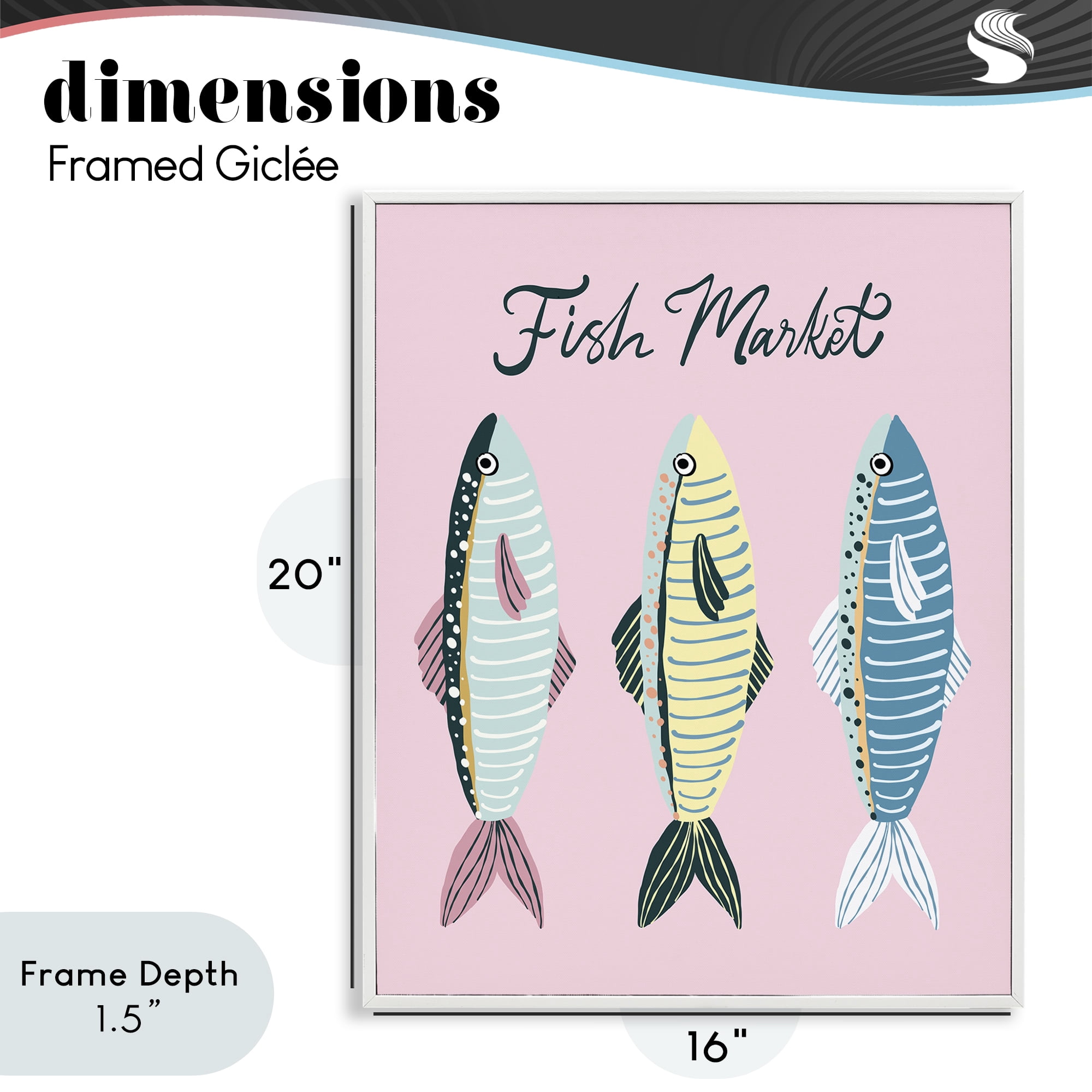 Stupell Industries Quirky Coastal Fish Market White Framed Giclee Art, design by Hey Bre! Creative Studio