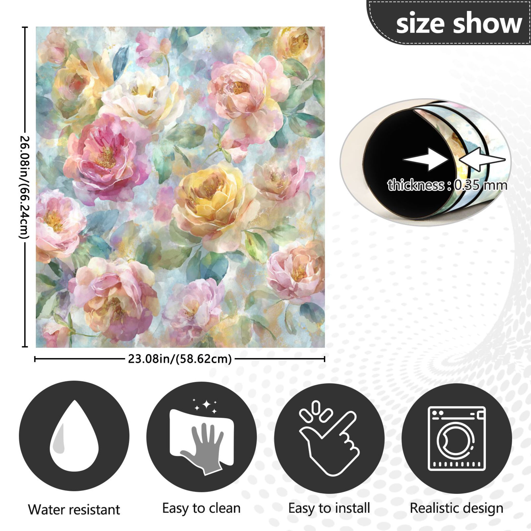 Dishwasher Magnetic Refrigerator Magnet Cover Sticker Home Decorative 23"x26" Fantasy Peonies and Roses