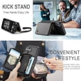 thumbnail image 6 of Elehold PU Leather Zipper Pocket Wallet Case for iPhone 16 Plus RFID Blocking Card Holders Large Capacity Anti-Scratch Detachable Handstrap Shockproof Case, Black, 6 of 8
