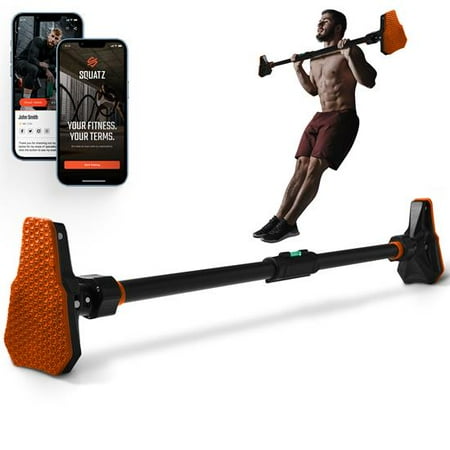 SQUATZ 48” Adjustable Pull-up Bar -Adjustable Width 37 to 56 inches orange and black color