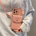 thumbnail image 2 of Wallet Case Series Designed for iPhone,[Military Drop & Full Body Protection],Luxury PU Leather Crossbody Neckband Lanyard Credit Card Holder Bag Shockproof Cover (Pink,iPhone 13 Pro Max), 2 of 6