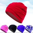 thumbnail image 2 of Women Swimming Cap Free Size Solid Long Hair Sports Bathing Swimming Cap Swim Pool, 2 of 5