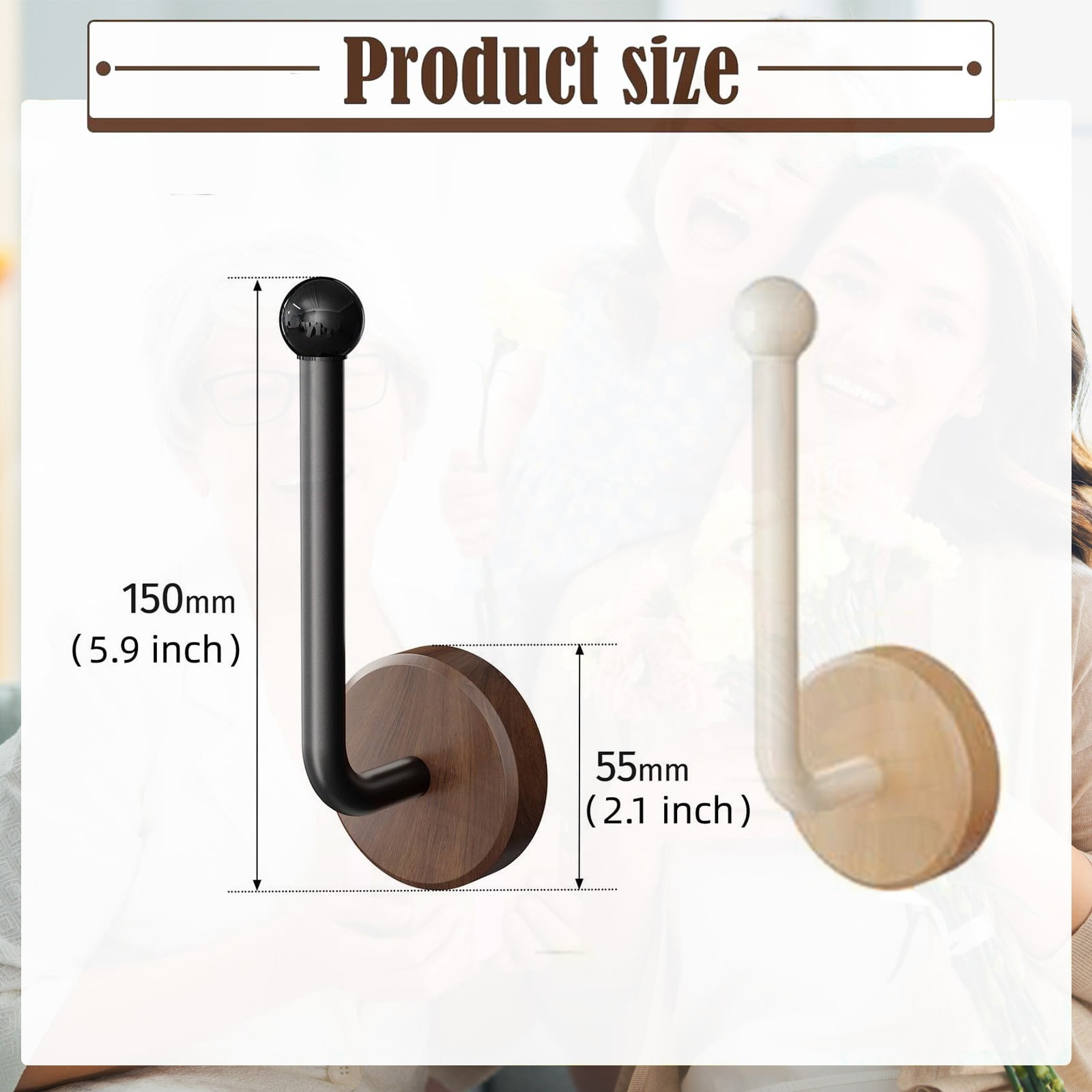 Wall Mounted Hooks Wood with Hook for Entryway Bathroom Kitchen Rustic Coat Racks Holder (6X2X2In 2Pcs) Beige2