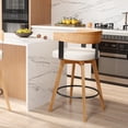 thumbnail image 5 of JULY'S SONG 26" Swivel Counter Height bar stools with Back Sets of 4, Comfortable Chenille Upholstered Barstools with Integrated Arc-Shaped Armrest, Beige, 5 of 7