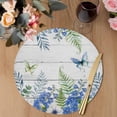 thumbnail image 3 of Spring Floral Round 15 Inch Placemats Set of 4, Watercolor Flowers Butterfly Botanical Wood Gray HeatResistant Non Slip Place Mats for Dining Table, Wipeable Kitchen Table Mats for Housewarming, 3 of 9