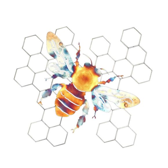 Pared Colgante Abeja Signo Pared Arte Hogar Jardín Granja Decoración Exterior Estatuas Apicultura Signo Yuarrent HA040330-01