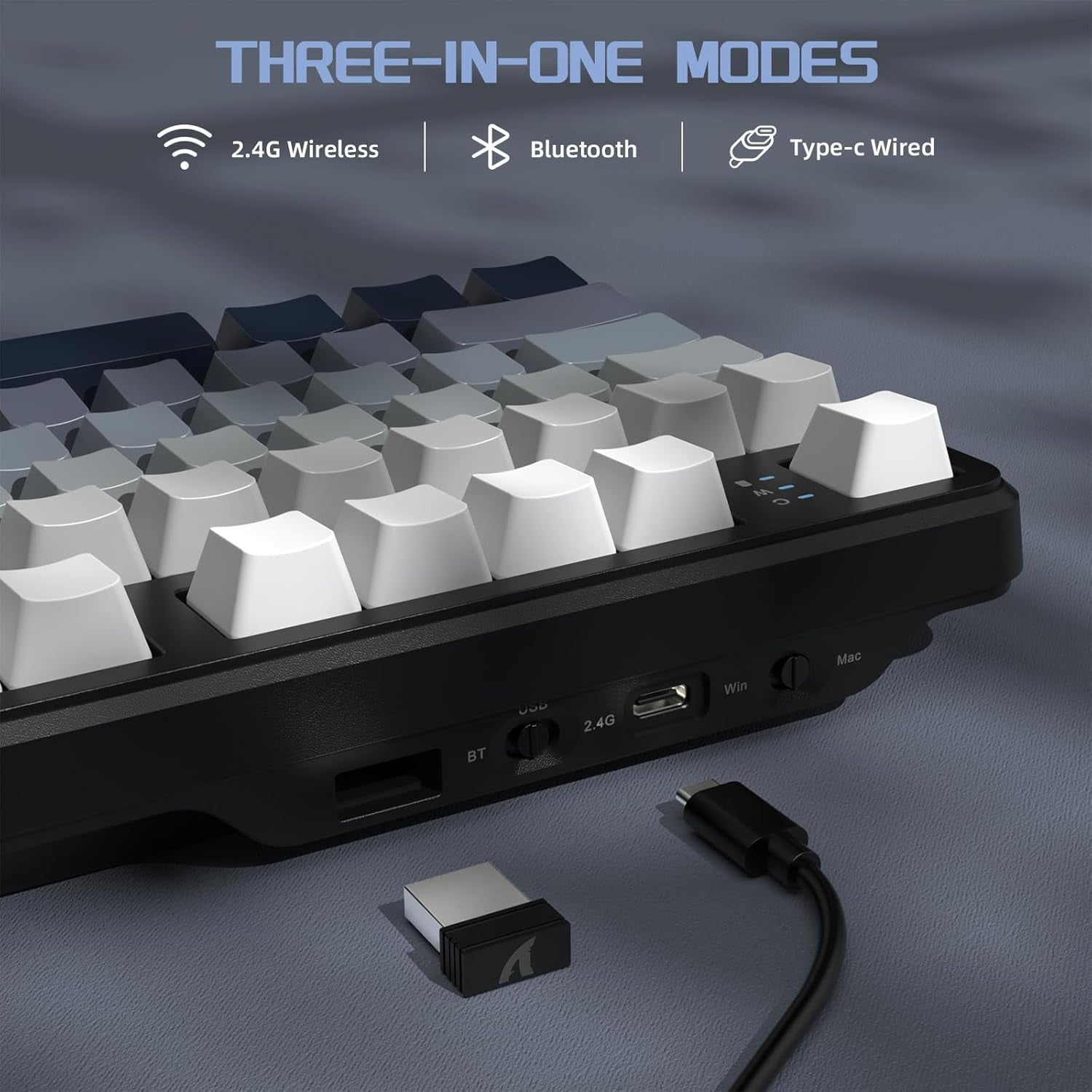 ATTACK SHARK X87 80% Wireless Mechanical Keyboard, BT5.0/2.4G/USB-C Hot-Swap Gasket Gaming Keyboard,RGB Backlit, 4000mAh,Pre-lubed Linear Switch, Side Engraved Gradient PBT Keycap for PC/MAC