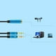 thumbnail image 5 of Divisor de auriculares, dos en uno, conector de conversión, adaptador de línea de un punto dos, auriculares Negro, 5 of 6