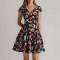 thumbnail image 1 of WILLBEST Vestido De Manga Corta Con Estampado Floral Y Falda Tipo Línea A Para Mujer, 1 of 4