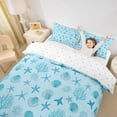 thumbnail image 3 of jejeloiu Light Blue Seashell Coral Bedding For Girls,Ocean Starfish Pattern Duvet Cover Full,Blue White,Reversible,3 Pieces,1 Duvet Cover and 2 Pillowcases, 3 of 6