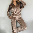 thumbnail image 5 of Szluipve 2 Piece Sets for Women Velvet Leopard Print Patchwork Tracksuit Zip Up Long Sleeve Jacket And Wide Leg Pants 2 Piece Outfit Casual Loungewear Set With Pockets Khaki S, 5 of 6