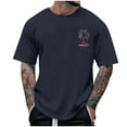thumbnail image 2 of T-shirts for Men Print Coconut Tree Blouses Round Neck Casual Short Sleeve Round-Neck Top Navy XXXL Mens Tops, 2 of 4