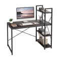 thumbnail image 3 of Bestier 47" Computer Desk with Adjustable Shelves, Writing Desk with Reversible Bookshelf, Oak, 3 of 9