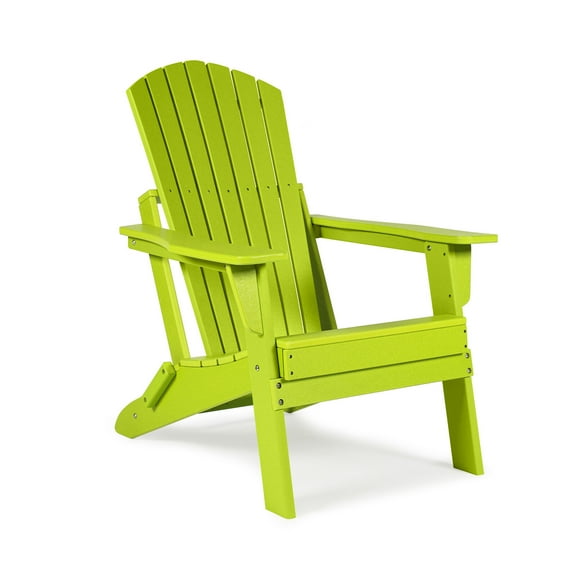 HOWEN Folding Chair HDPE Outdoor All-Weather Chair for Patio, Garden, Backyard, Lawn, Fire Pit, 29'' (L) x 32'' (W) x 37'' (H),Lemon Green