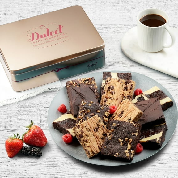 Dulcet Gift Baskets Gourmet Chocolate Brownie Tin Assortment Delicious Cheesecake