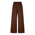 thumbnail image 6 of FengLS Summer Long Pants for Women Lightweight Breathable Wide-Leg Trousers Comfy Lounge Pajama Elastic Waist with Drawstring Pants, 6 of 8
