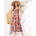 thumbnail image 3 of Vestido GRACE KARIN con estampado floral largo bohemio con tirantes finos, 3 of 7